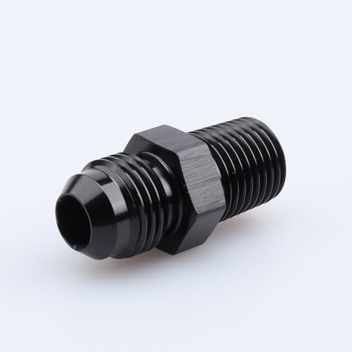 AC PERFORMANCE Male 14 NPT to 6 AN Flare Adapter Straight Aluminum Black - Image 1