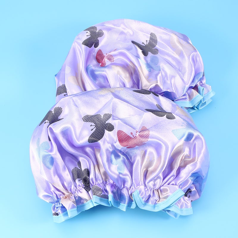 👕 غطا شعر للاستحمام بطبقتين برسوم كرتونية وردي غامق نسائي - Image 3