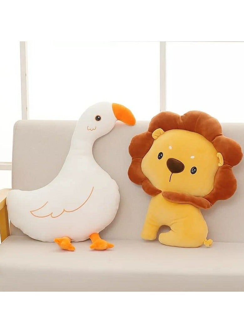 Peach Cuddle وسادة خوخية لطيفة على شكل حيوان لغرفة الأطفال (45 × 45 سم، أسد) وسادة حيوانات للأطفال، أثاث أطفال، وسادة مهد مزخرفة، ديكور حضانة، وسائد أطفال، وسادة أسد - Image 2