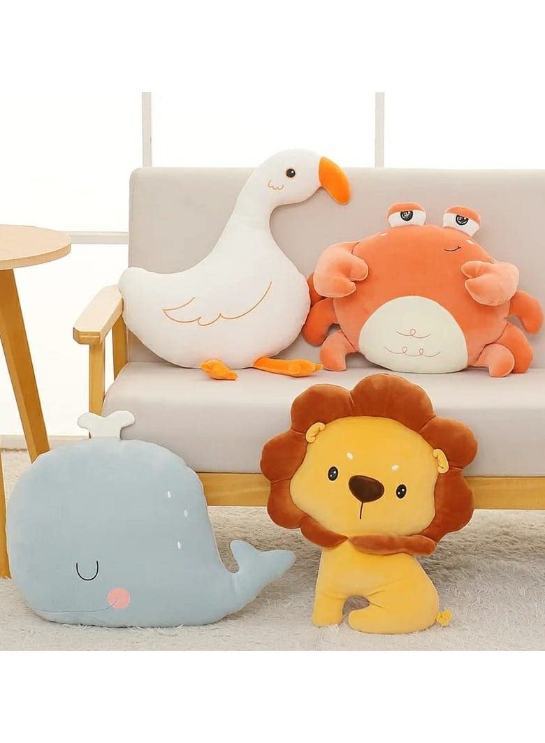 Peach Cuddle وسادة خوخية لطيفة على شكل حيوان لغرفة الأطفال (45 × 45 سم، أسد) وسادة حيوانات للأطفال، أثاث أطفال، وسادة مهد مزخرفة، ديكور حضانة، وسائد أطفال، وسادة أسد - Image 3