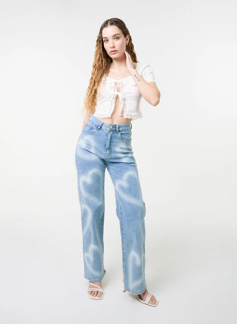 Pink Vanilla  Ribbed Lace Tie Front Top for Women | Best Price UAE