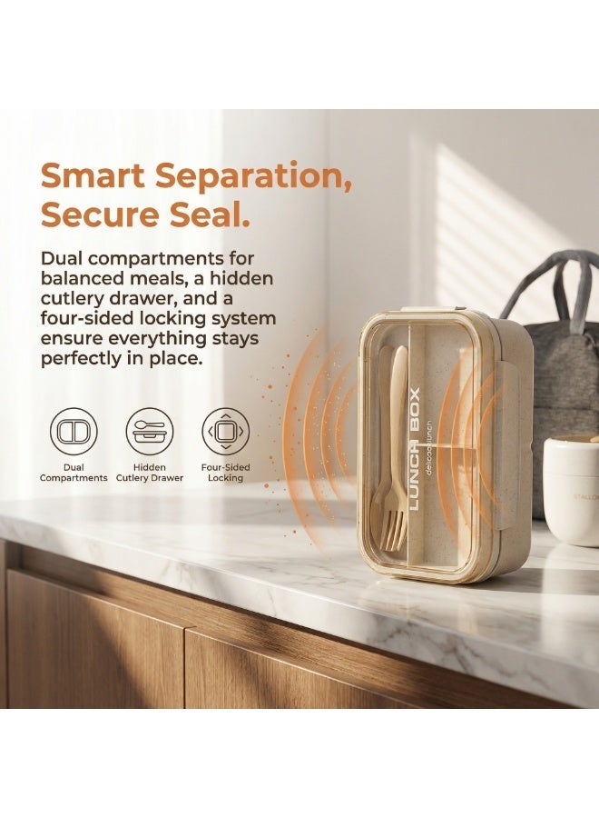 ZERIFAM Lunch Box, Bento Lunch Box Set with Thermo Bag, Leak Proof Lunch Container, Soup Cup, Spoon, Forks, Bring Lunch Bag, Suitable for Schools, Tourism, And Offices. - Image 4