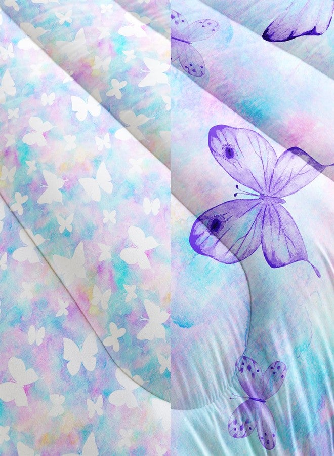 CVHOUSE Butterfly Reversible Comforter Set,Rainbow Butterfly Bedding Set for Girls Kids Teens,Tie Dye Butterflies Comforter Butterflies Duvet Set Room Decor Quilt Set Twin Size - Image 5