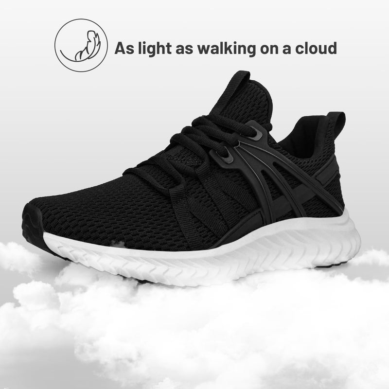 Abboos Womens Athletic Walking Shoes - Memory Foam Lightweight Tennis Shoes Sports Shoes Gym Jogging Slip On Running Sneakers Size 5.5 Black White - Image 4