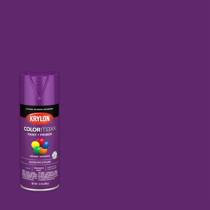 Krylon K05536007 COLORmaxx Spray Paint and Primer for Indoor/Outdoor Use, Gloss Rich Plum , 12 Ounce (Pack of 1) - Image 2