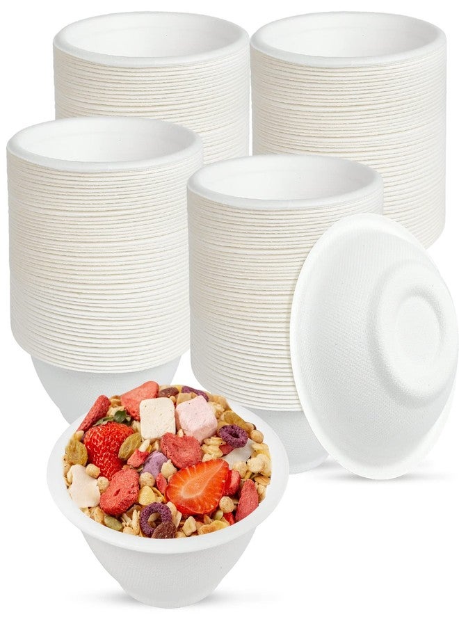 Elesunory Disposable Paper Bowls, 8 oz, 200 Pack, Heavy Duty, Sugarcane Fiber, Eco-Friendly, Biodegradable, Microwave Safe, for Hot or Cold Food, Ice Cream, Fruits, Salad - Image 1