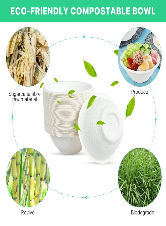 Elesunory Disposable Paper Bowls, 8 oz, 200 Pack, Heavy Duty, Sugarcane Fiber, Eco-Friendly, Biodegradable, Microwave Safe, for Hot or Cold Food, Ice Cream, Fruits, Salad - Image 5