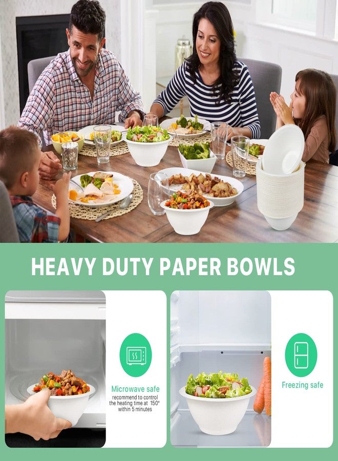 Elesunory Disposable Paper Bowls, 8 oz, 200 Pack, Heavy Duty, Sugarcane Fiber, Eco-Friendly, Biodegradable, Microwave Safe, for Hot or Cold Food, Ice Cream, Fruits, Salad - Image 4