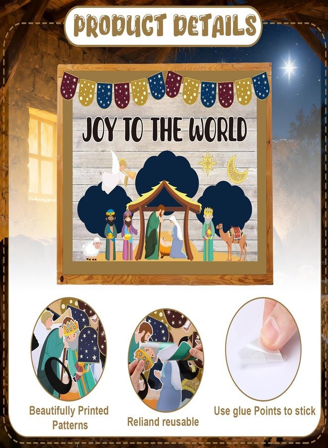 Mooliwe Christmas Nativity Bulletin Board Decoration Set Religious Joy to The World Christian Jesus Birth Classroom Decor Nativity Scene Cutout for Xmas Holiday Sunday School Church Wall Decor - Image 3