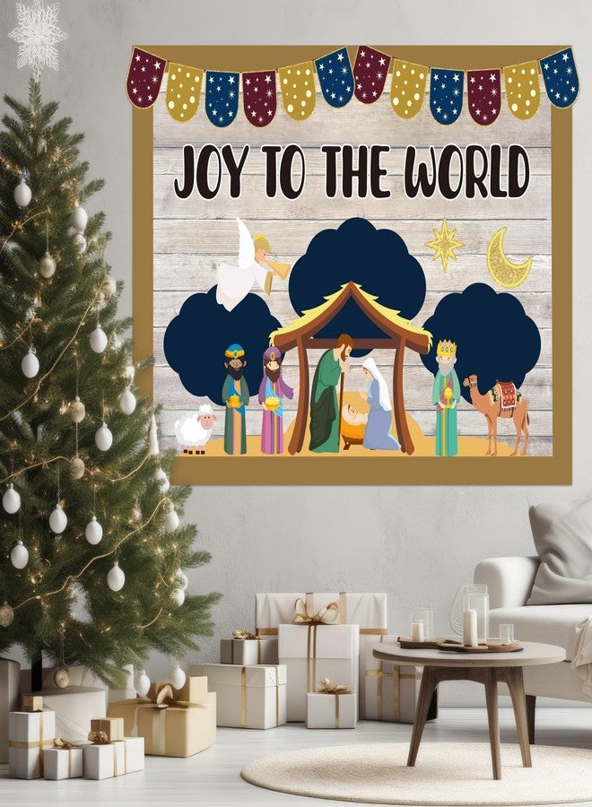 Mooliwe Christmas Nativity Bulletin Board Decoration Set Religious Joy to The World Christian Jesus Birth Classroom Decor Nativity Scene Cutout for Xmas Holiday Sunday School Church Wall Decor - Image 5