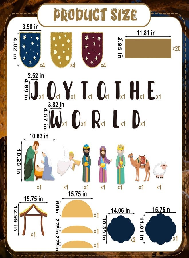 Mooliwe Christmas Nativity Bulletin Board Decoration Set Religious Joy to The World Christian Jesus Birth Classroom Decor Nativity Scene Cutout for Xmas Holiday Sunday School Church Wall Decor - Image 2
