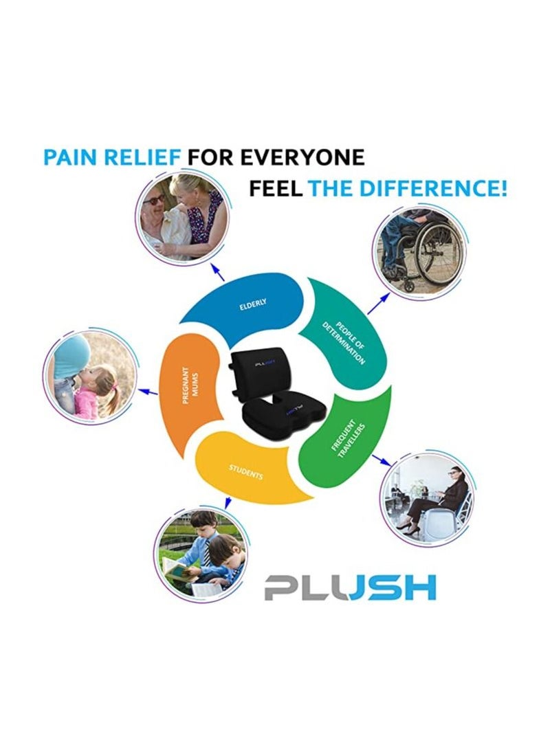Plush - Creative Planet Plush Gel Lumbar Support Pillow for Chair and Memory Foam Coccyx Seat Cushion Reduces Back Pain, Improves Posture Instant Upgrade for Your Chair & Sit Comfortably Longer (Gel Combo) - Image 1
