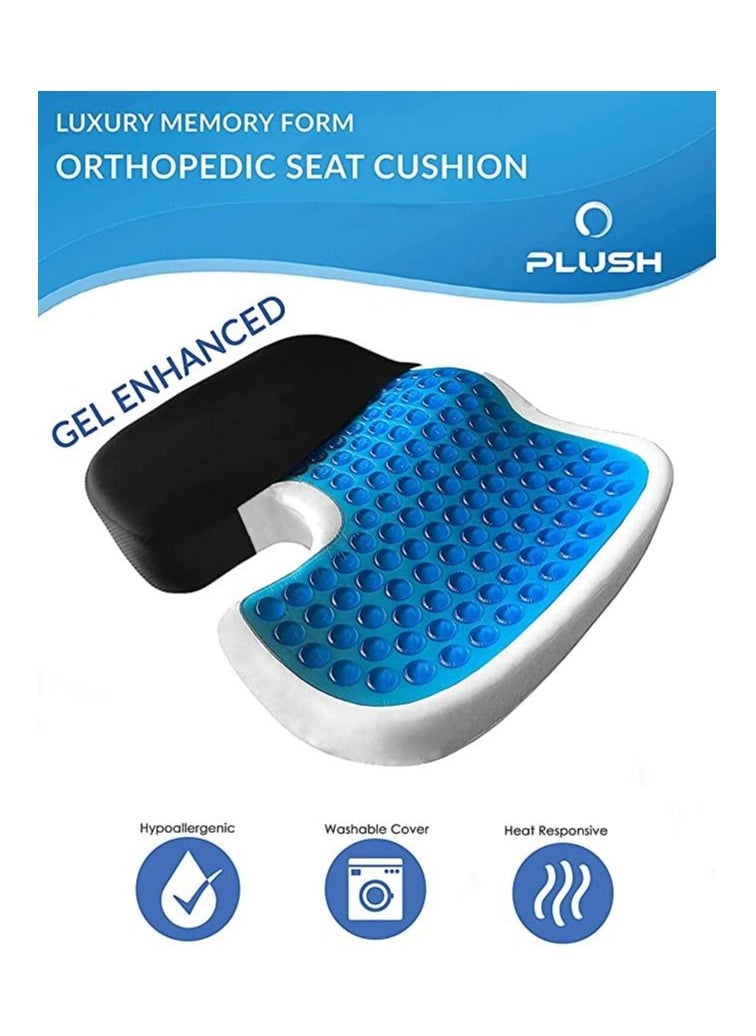 Plush - Creative Planet Plush Gel Lumbar Support Pillow for Chair and Memory Foam Coccyx Seat Cushion Reduces Back Pain, Improves Posture Instant Upgrade for Your Chair & Sit Comfortably Longer (Gel Combo) - Image 1