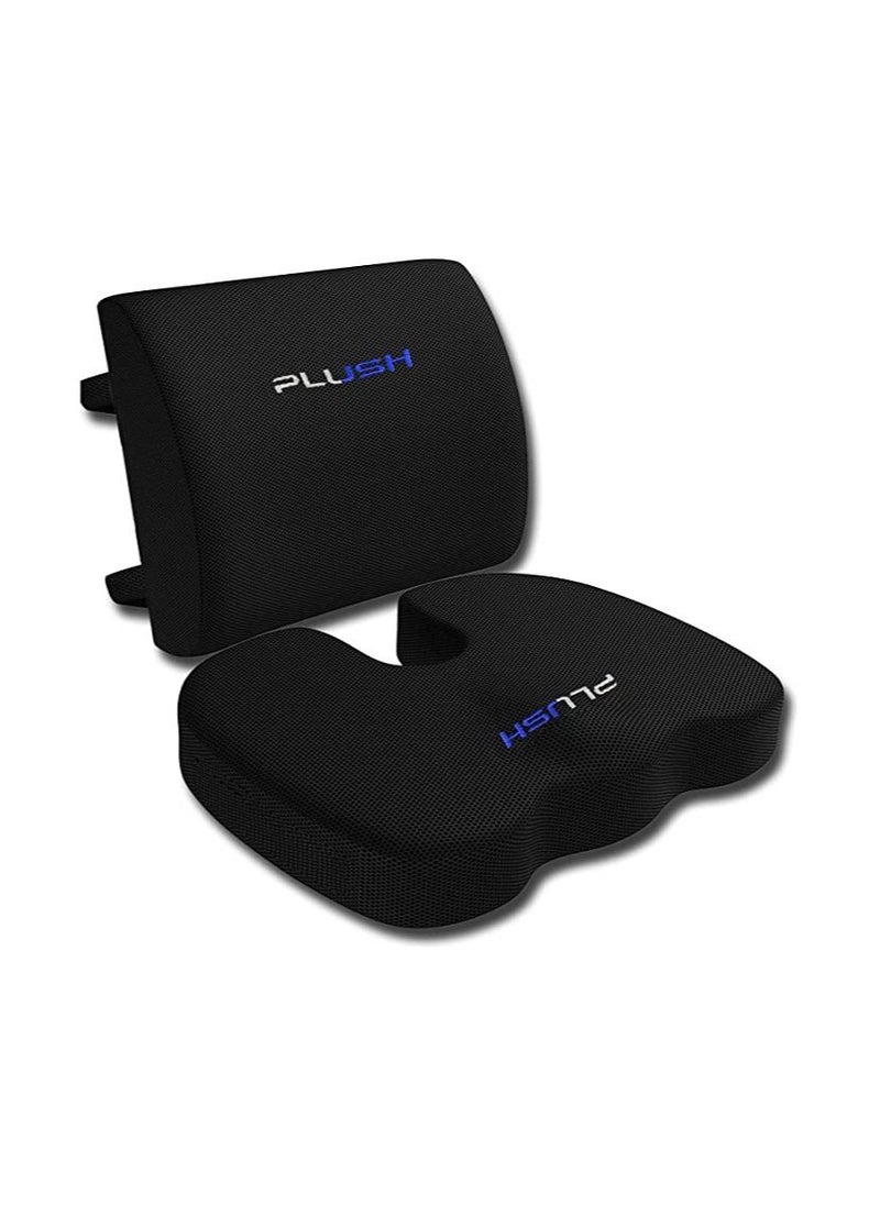 Plush - Creative Planet Plush Gel Lumbar Support Pillow for Chair and Memory Foam Coccyx Seat Cushion Reduces Back Pain, Improves Posture Instant Upgrade for Your Chair & Sit Comfortably Longer (Gel Combo) - Image 1