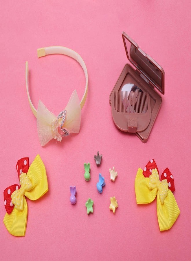 Ilearnngrow Yellow Bow Hair Accessories Set Includes Hair Band, Clips, Hair Clutches Etc (Yellow) - Image 1