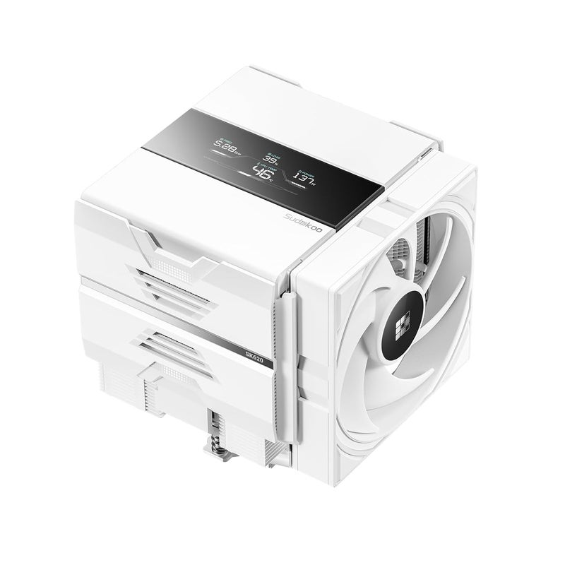 Sudokoo SK620V White AM5 مبرد هواء: مبرد وحدة المعالجة المركزية ذو برجين مزود بـ 6 أنابيب حرارية وشاشة رقمية خاصة بمنصة AM5 - مبرد كمبيوتر يحتوي على مراوح هادئة من نوع FDB PWM بقطر 120 مم ومثبت سريع. - Image 1