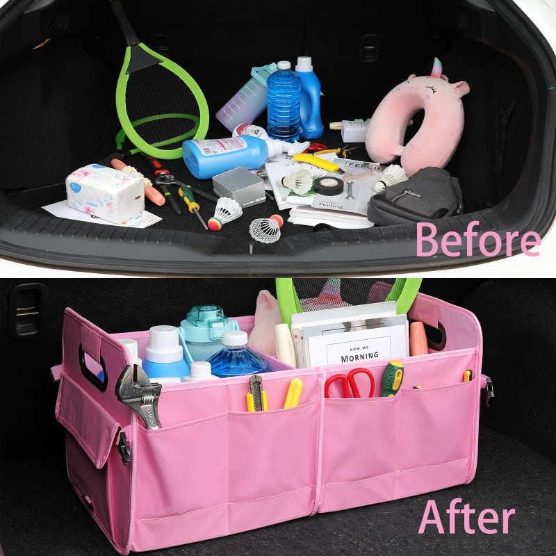 AOKJOY Car Trunk Organizer - Collapsible Multi Compartment Storage with Adjustable Straps for SUV - Image 3