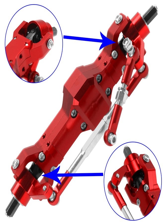 Vgoohobby Aluminum Alloy Front Rear Portal Axle Upgrade Part Compatible with WPL B14 B16 B24 B36 HengLong FeiYu JJRC 1/16 RC Car (Red) - Image 4