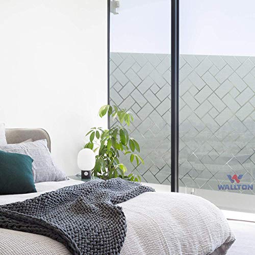 WALLTON Privacy Vinyl Frosted Window Film Glass Sticker Self-Adhesive Film Tint Wallpaper Opaque Sheet for Glass Privacy Cover Window, Door, Office, Home.| Anti-UV. (16x192 Inch, Rectangular) - Image 3