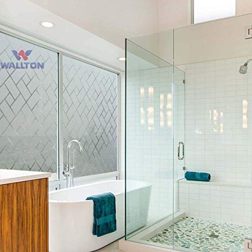 WALLTON Privacy Vinyl Frosted Window Film Glass Sticker Self-Adhesive Film Tint Wallpaper Opaque Sheet for Glass Privacy Cover Window, Door, Office, Home.| Anti-UV. (16x192 Inch, Rectangular) - Image 4