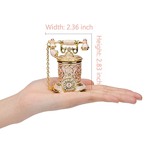 Furuida Vintage Telephone Trinket Box Hinged Enamel Hand Painted Jewelry Box Decorative Telephone Ornaments Gift for Home Decor (Pink) - Image 4