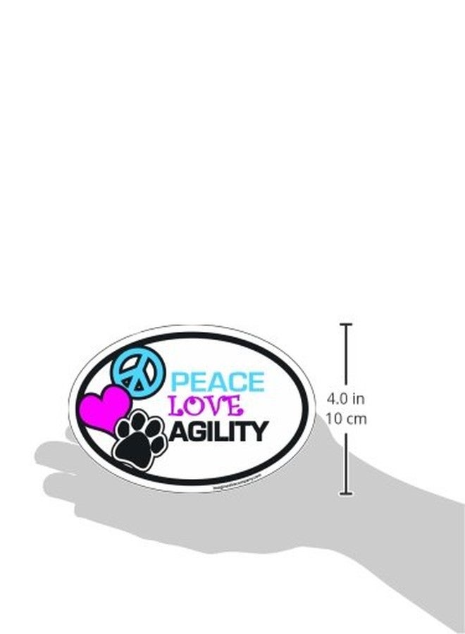 Imagine This Company Peace Love Oval Shaped Pet Magnet; Removable Magnets for Cars, Fridges, Lockers & More, Stylish Pet Inspired Car Accessories, 4 x 6 Inches, 1 Item, Multicolor, Peace Love Agility - Image 2