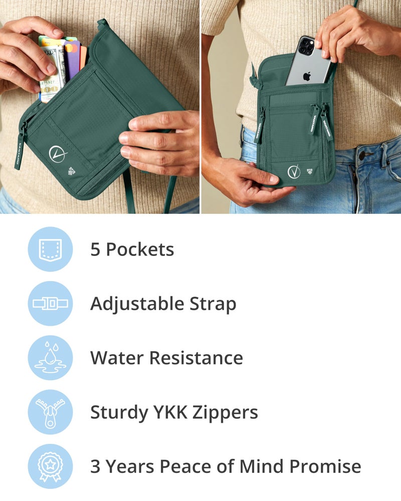 Vantamo Slim Passport Holder for Travel, RFID Protected Neck Wallet for Traveling Men & Women, Fits Phone, Documents & Cards - Image 5