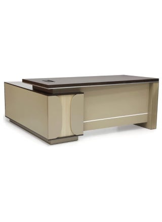 Sulsha Executive Wooden L shape office Desk Table with 3 Lockable Drawers Attractive Design, Manager Executive Desk Desktop Computer Table (Coffee Grey Color 180CM) - pzsku/ZAE8F3A42EB266088E34DZ/45/_/1719233230/390dfa0f-c209-4ad9-bdb0-4f832393fdab