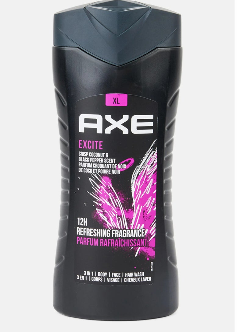 أكس غسول الجسم والشعر إكسايت 3 في 1 بجوز الهند والفلفل الأسود 400 مل