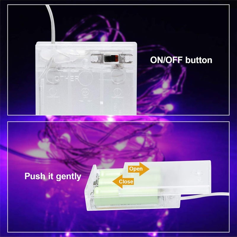 ANJAYLIA 2 Pack 16Ft 50 LED Purple Fairy Lights Battery Operated String Lights for Party Home Festival Decorations - Image 5