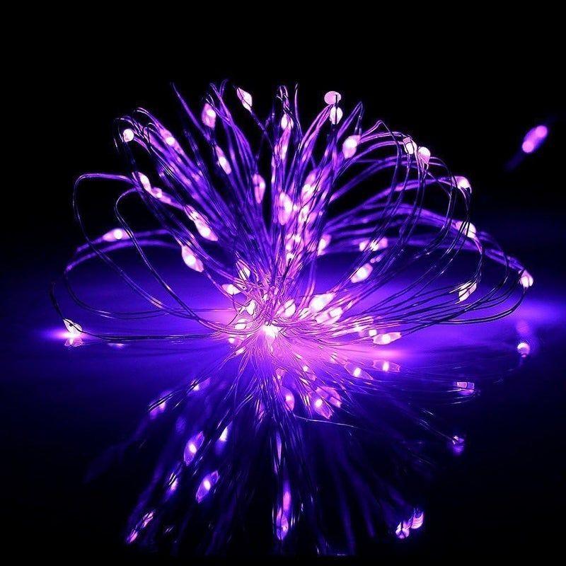 ANJAYLIA 2 Pack 16Ft 50 LED Purple Fairy Lights Battery Operated String Lights for Party Home Festival Decorations - Image 3