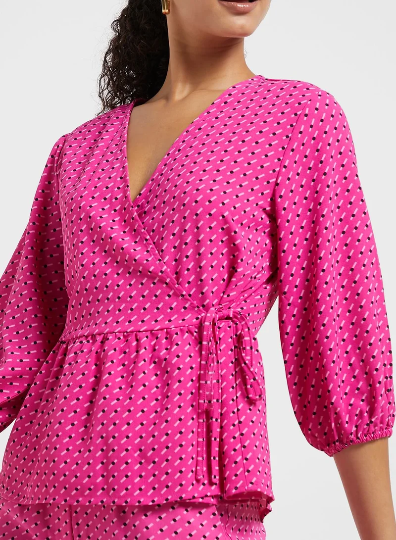 ONLY Surplice Neck Balloon Sleeve Top