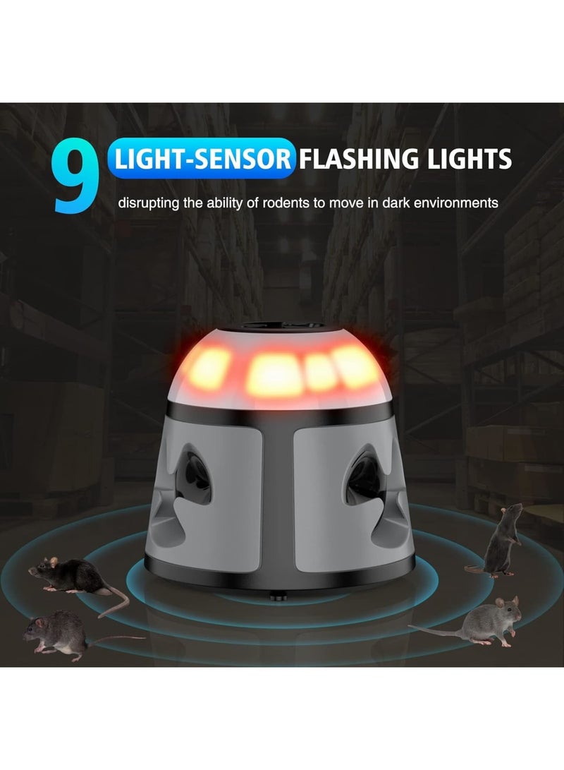 SOLARAE طارد الفئران، طارد القوارض بالموجات فوق الصوتية 360 درجة، طارد الفئران 4 في 1، تردد طارد الجرذان وضوء فلاش LED، للاستخدام الداخلي مع السناجب والفئران والجرذان والقوارض - Image 4