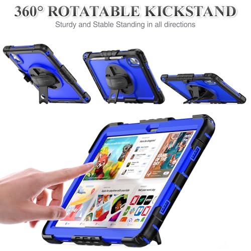 SEYMAC stock Tablet Case for Lenovo Idea Tab 11'' / M11 (TB336FU/TB330FU) 11 inch Drop-Proof Protection Cover with 360° Rotate Stand & Strap [Pen Holder] & Screen Protector 2025/2024, Blue+Black - Image 4