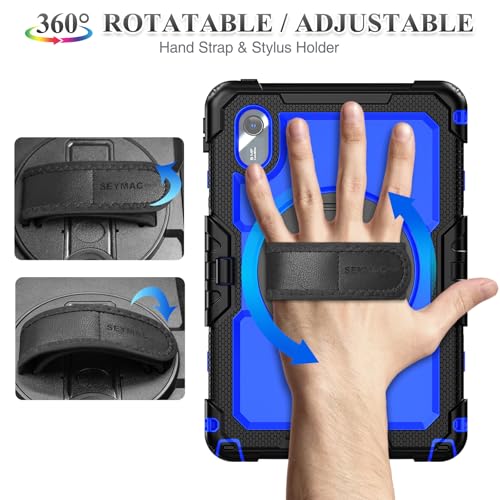 SEYMAC stock Tablet Case for Lenovo Idea Tab 11'' / M11 (TB336FU/TB330FU) 11 inch Drop-Proof Protection Cover with 360° Rotate Stand & Strap [Pen Holder] & Screen Protector 2025/2024, Blue+Black - Image 3