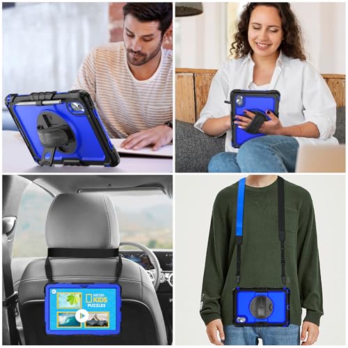 SEYMAC stock Tablet Case for Lenovo Idea Tab 11'' / M11 (TB336FU/TB330FU) 11 inch Drop-Proof Protection Cover with 360° Rotate Stand & Strap [Pen Holder] & Screen Protector 2025/2024, Blue+Black - Image 5