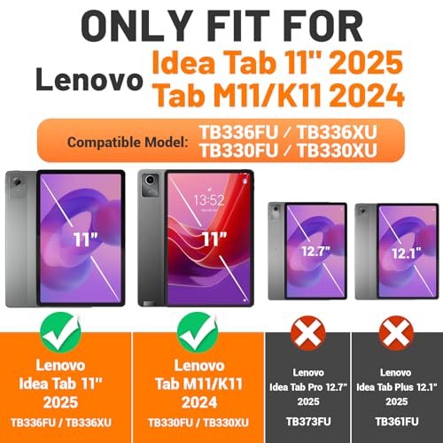 SEYMAC stock Tablet Case for Lenovo Idea Tab 11'' / M11 (TB336FU/TB330FU) 11 inch Drop-Proof Protection Cover with 360° Rotate Stand & Strap [Pen Holder] & Screen Protector 2025/2024, Blue+Black - Image 2