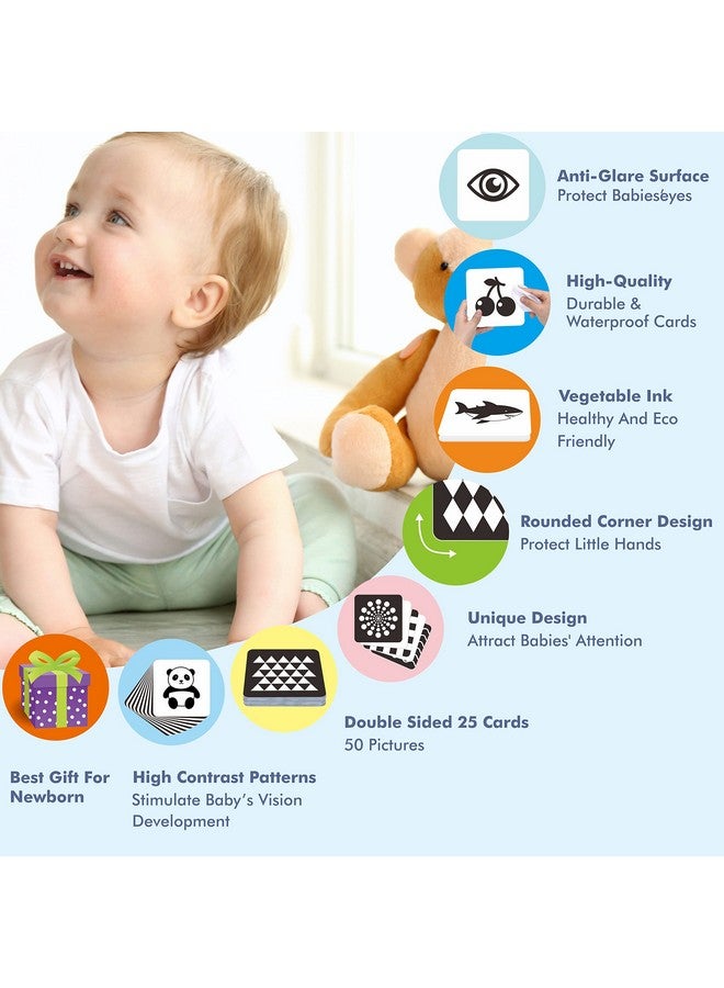 سبرايت جرو بطاقات تحفيز بصري مكونة من 50 صفحة، 25 بطاقة تحفيز بصري للأطفال باللونين الأبيض والأسود، مجموعة بطاقات تحفيز بصري للأطفال حديثي الولادة من عمر 0 إلى 3 أشهر (5.5 بوصة × 5.5 بوصة) - Image 4