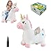 Hot Max Unicorn Bouncy Horse Toys for 2 Year Old Girl Inflatable Ultra Thick Plush Horse Hopper Ride on Rubber Jumping Toys for Baby Girl or Boy 1st Birthday Gift for 2 3 4 Year Old Pinkish White Unicorn - Image 3