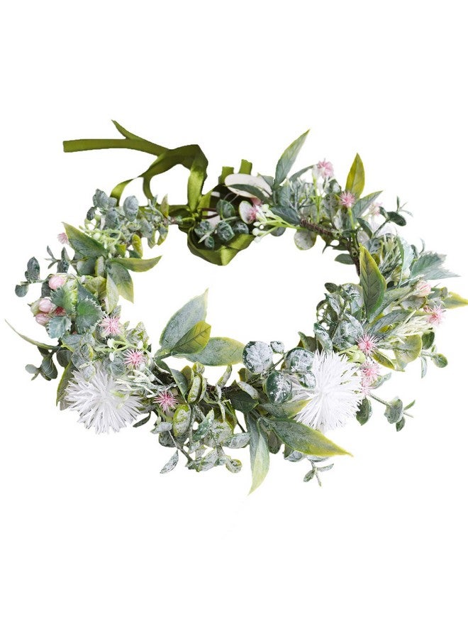 Vivivalue Boho Flower Headband Women Flower Crown Hair Wreath Floral Headpiece Halo With Ribbon Wedding Party White - Image 1