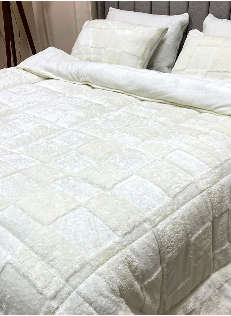 Family Bed Quilt Set Chess Spanish Fur 3 pieces size 220 × 240 cm model 2410 from Family Bed  - Image 3