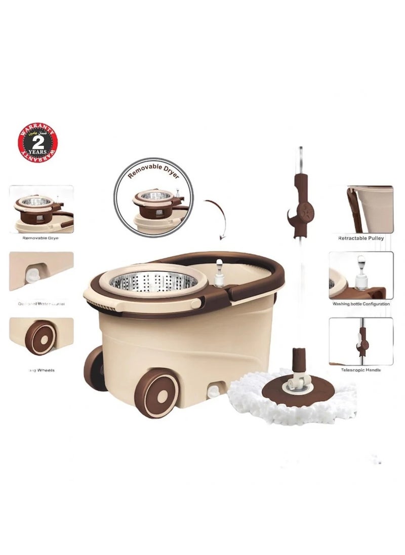 Dac - 360 Degree Rotating Magic Floor Cleaning Mop Set With Bucket Brown/Beige - Image 1