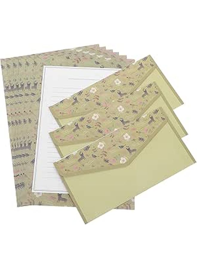 Vintage Floral Stationery Set with Olive Border 90 Pieces Writing Paper and Envelopes - Image 1