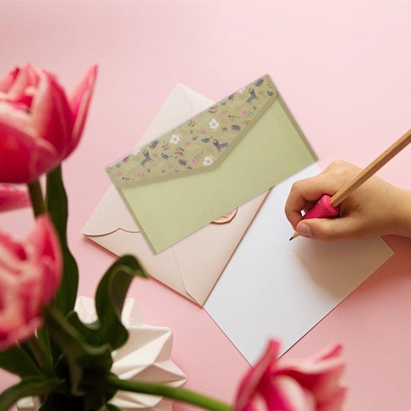 Vintage Floral Stationery Set with Olive Border 90 Pieces Writing Paper and Envelopes - Image 4