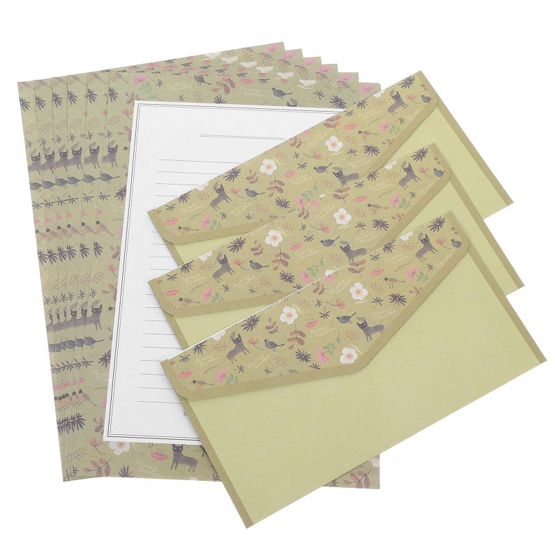 Vintage Floral Stationery Set with Olive Border 90 Pieces Writing Paper and Envelopes - Image 2
