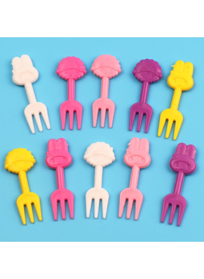 Cross-border Japanese Home Cartoon Creative Fruit Fork Children's Lunch Color Cute Animal Decoration Sign Set-Specifications:6pc Fruit Fork/hat Boxed  - Image 4