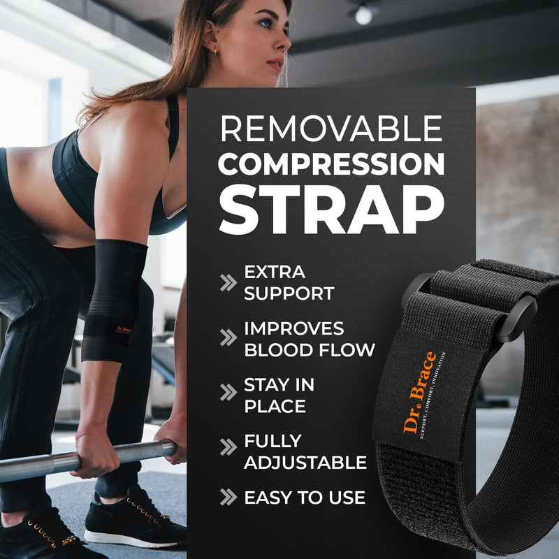DR. BRACEÂ® Elite Elbow Brace Support, Breathable Elbow Compression Sleeve with Gel Pad for Golfer's, Tennis Elbow & Tendonitis Treatment & Pain Relief 2024 (Black, Large) - Image 3