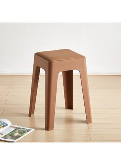 DANUBE HOME Hatem Stool Light Weight Single Backless Chair PP+PU Cushion Material Modern Design 1 Seater Chair For Living Room Dining Room Indoor Furniture L28xW28xH47.5cm -Brown 