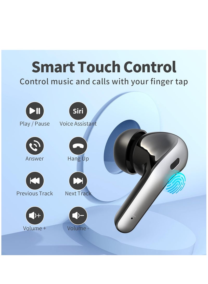 MORTICO Bluetooth Headphones True Wireless Earbuds 60H Playback LED Power Display Earphones with Wireless Charging Case IPX5 Waterproof in-Ear Ear buds with Mic for TV Smart Phone Laptop Computer Sports - Image 2