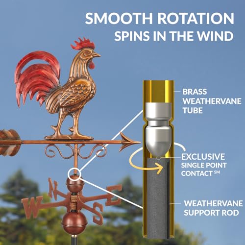 Good Directions Bantam Red Rooster Copper Weathervane, Hand Finished Multi Color Patina - Image 2